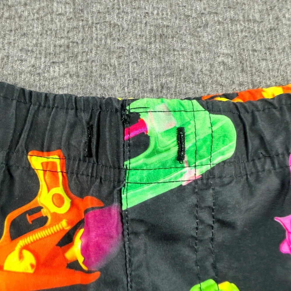 Brooklyn‎ Cloth Volley Shorts Men's Small Black Neon Water Gun Print Swim Trunks